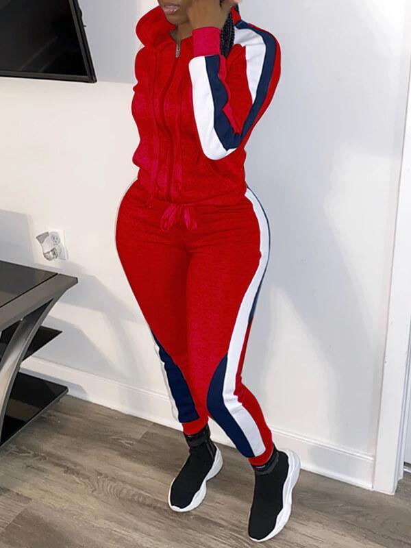 Morchique Colorblock Zip-Front Hoodie & Pants Set
