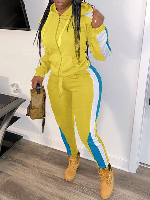 Morchique Colorblock Zip-Front Hoodie & Pants Set