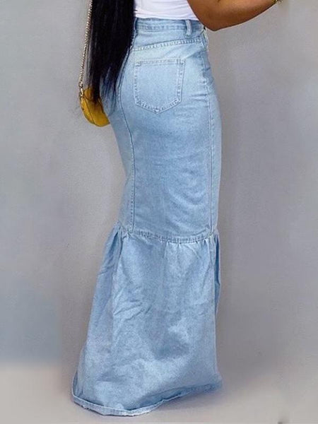 Morchique Button-Down Denim Skirt