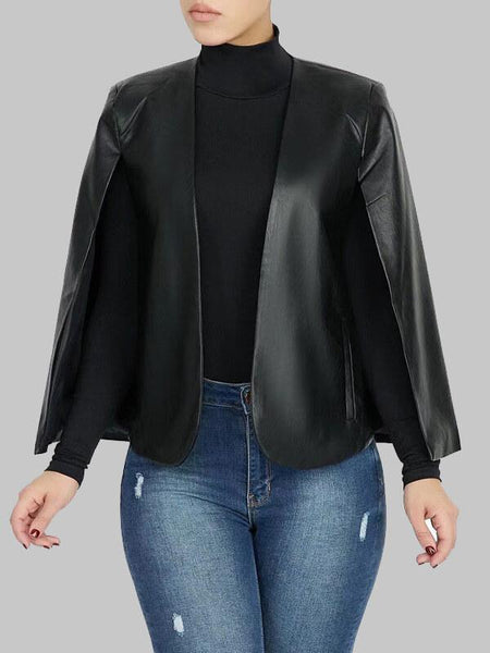 Morchique Faux Leather Cape Blazer