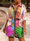 Multicolor-Printed Shirt Dress