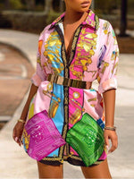 Multicolor-Printed Shirt Dress