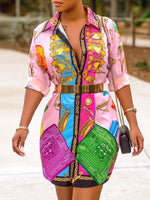 Multicolor-Printed Shirt Dress