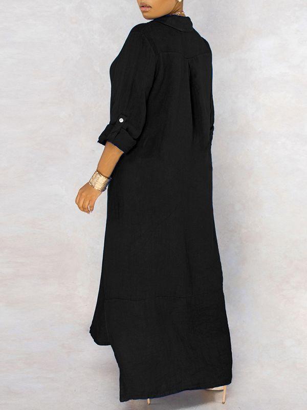 Morchique Solid Button-Down Shirt Dress