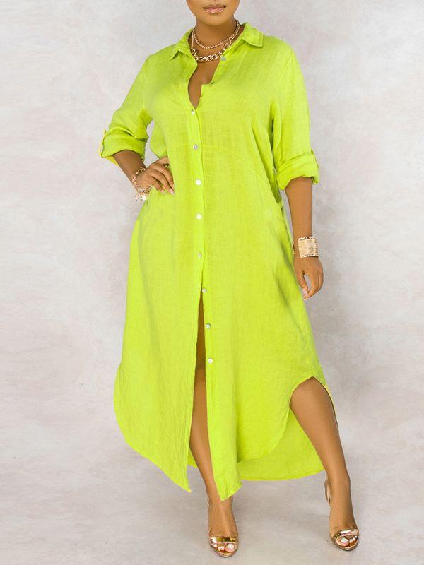 Morchique Solid Button-Down Shirt Dress