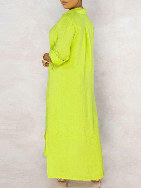 Morchique Solid Button-Down Shirt Dress