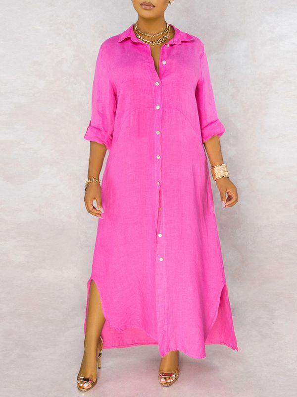 Morchique Solid Button-Down Shirt Dress