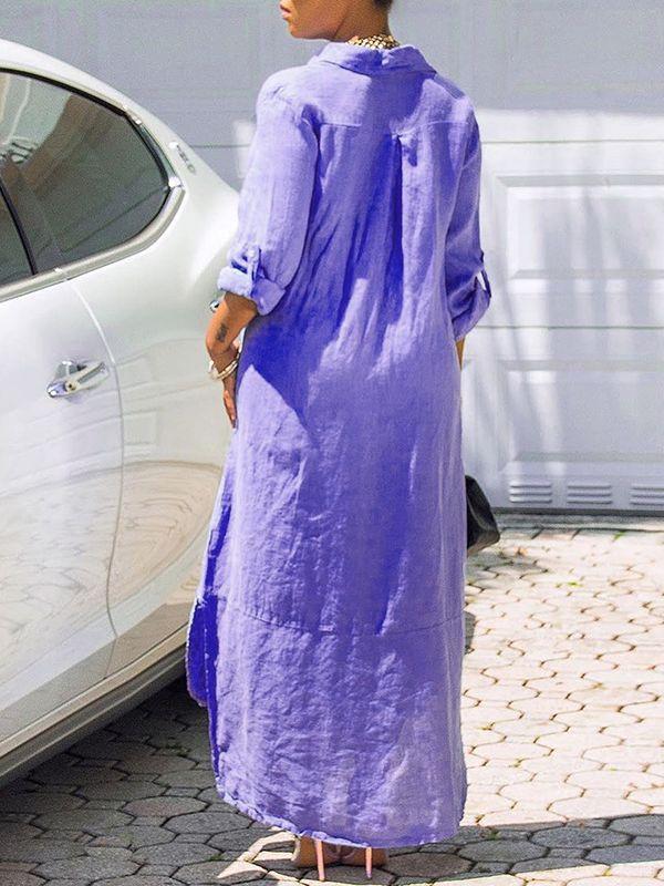 Morchique Button-Down Side-Slit Shirt Dress