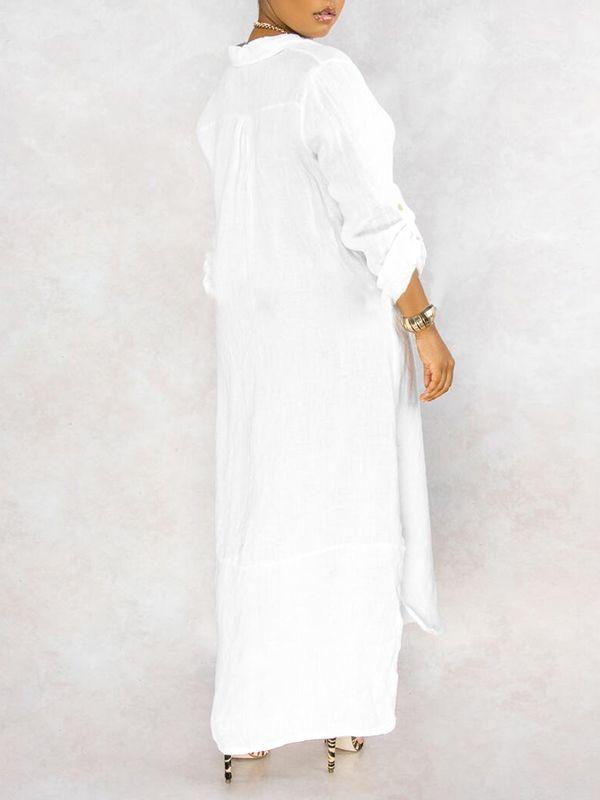 Morchique Button-Down Side-Slit Shirt Dress