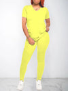 Solid V-Neck Tee & Pants Set--Clearance