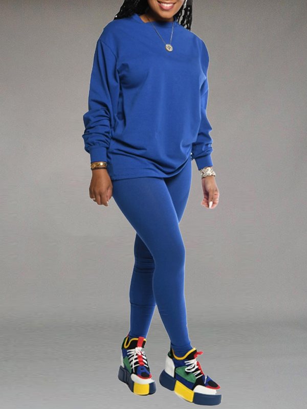 Morchique Solid Sweatshirt & Leggings Set