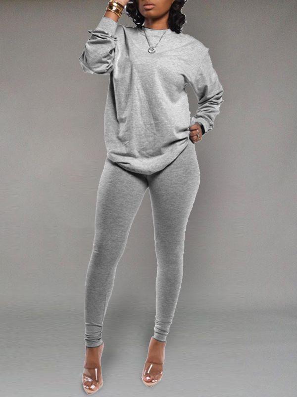 Morchique Solid Sweatshirt & Leggings Set