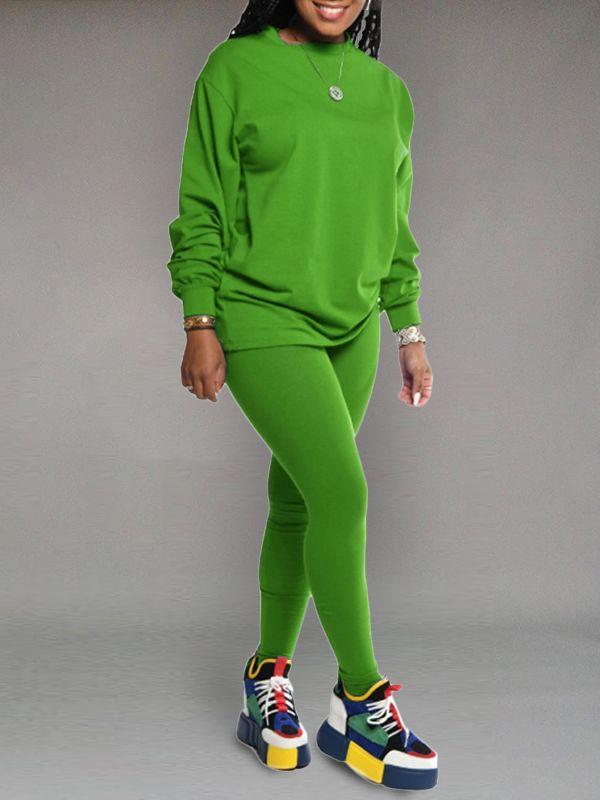 Morchique Solid Sweatshirt & Leggings Set