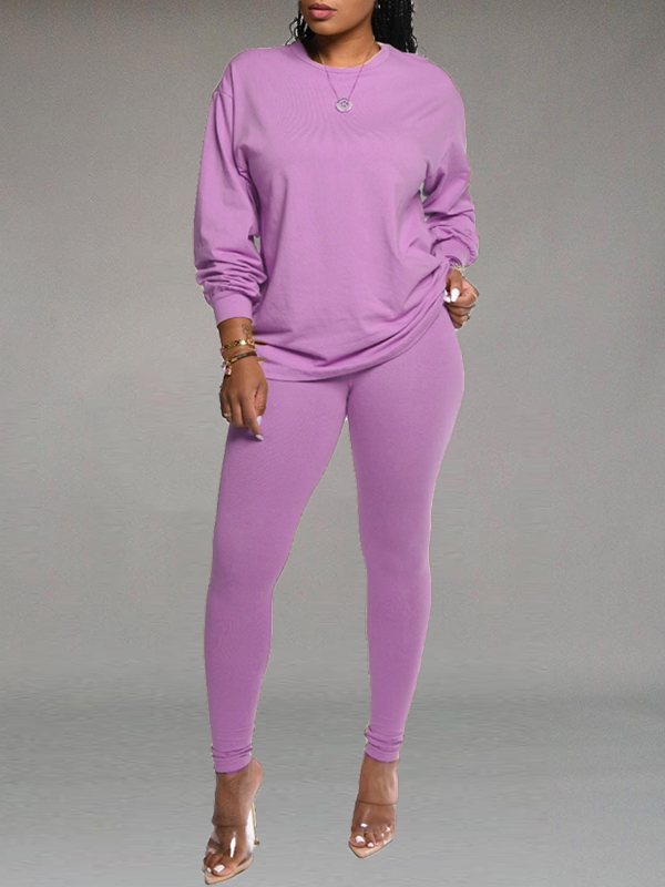 Morchique Solid Sweatshirt & Leggings Set