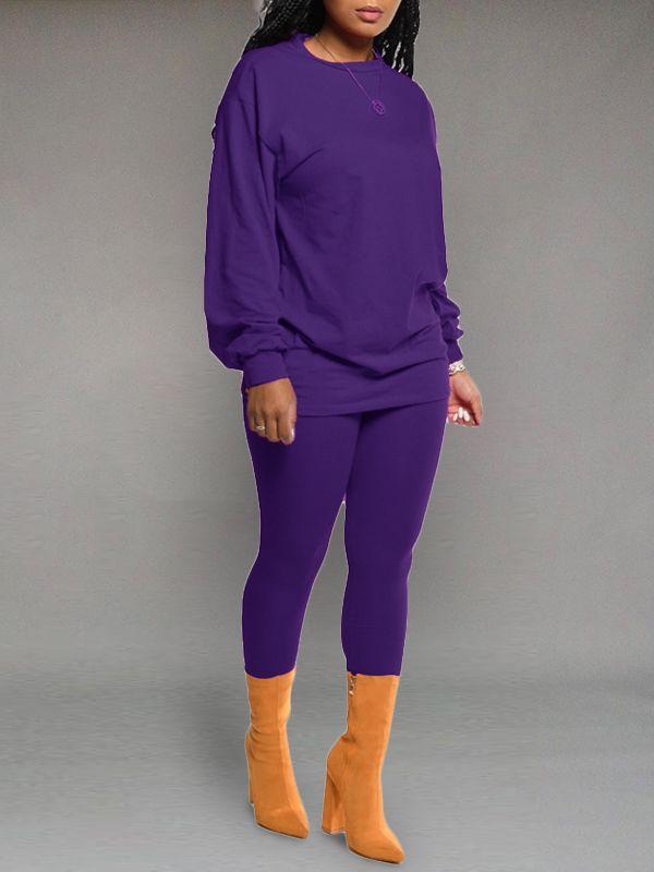 Morchique Solid Sweatshirt & Leggings Set