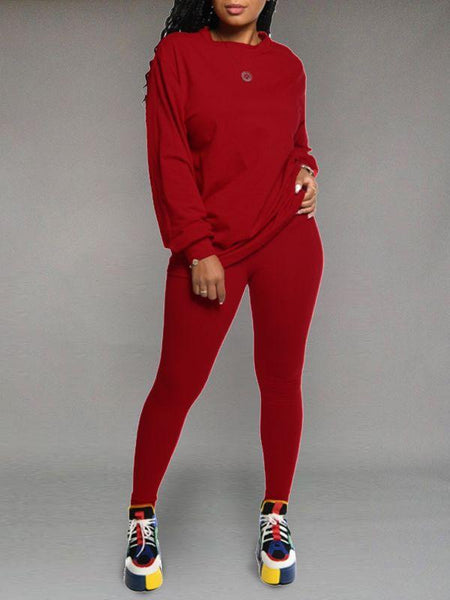 Morchique Solid Sweatshirt & Leggings Set