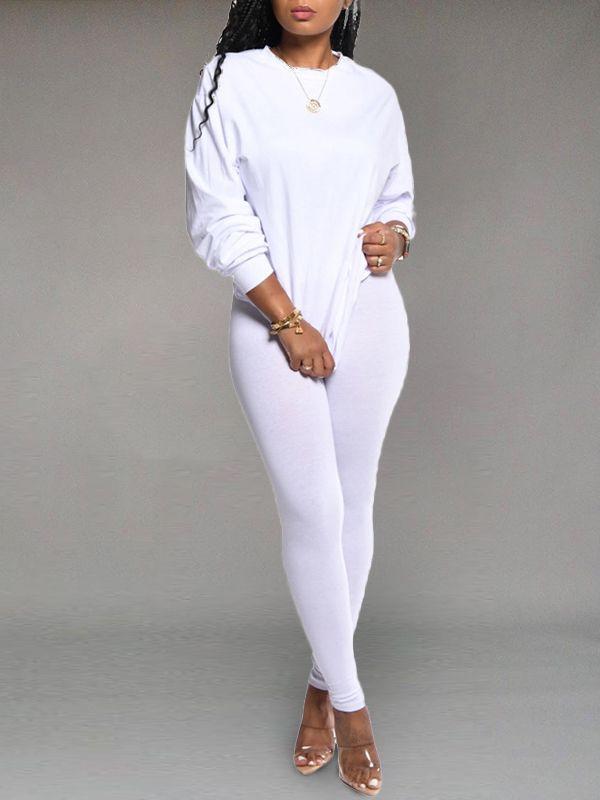 Morchique Solid Sweatshirt & Leggings Set