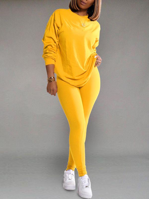 Morchique Solid Sweatshirt & Leggings Set