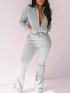 Zip-front Jacket & Flared Pants Set