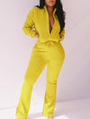 Zip-front Jacket & Flared Pants Set
