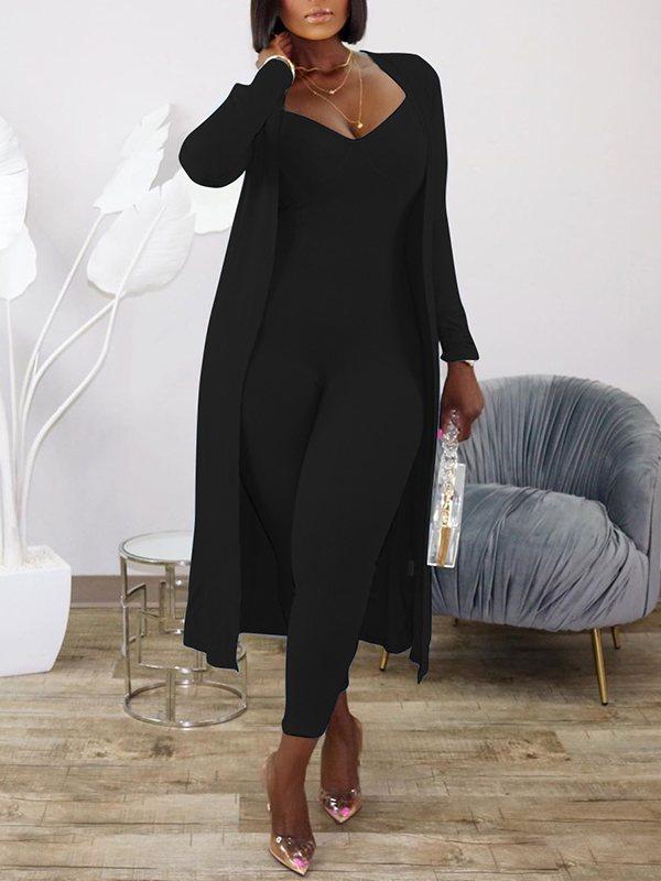 Ribbed Jumpsuit & Cardigan Set