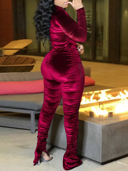 Morchique Velvet Ruched Jacket & Pants Set