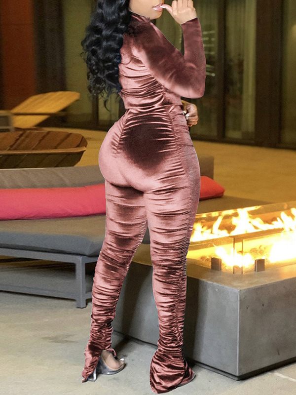 Morchique Velvet Ruched Jacket & Pants Set